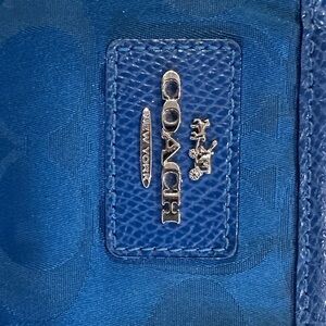 Coach Blue Signature Shoulder Bag with Silver Hardware